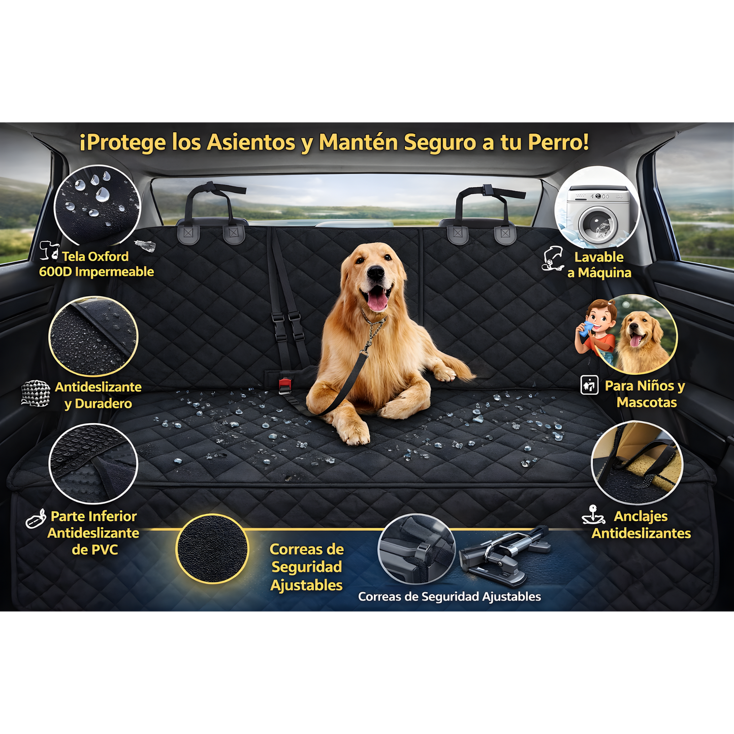 Funda para asiento de coche para mascotas